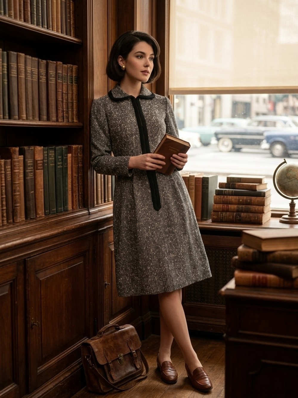 Vintage 50s 60s Miss Brooks New York Tweed Dress Italian Wool Blend